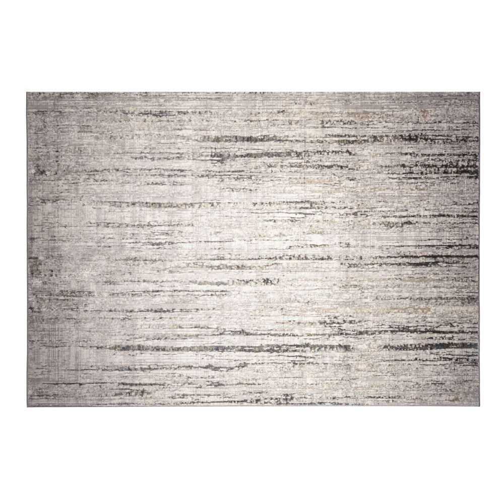 Tapete decorativo colección Zaria T2186 rectangular y circular en poliéster color gris crema