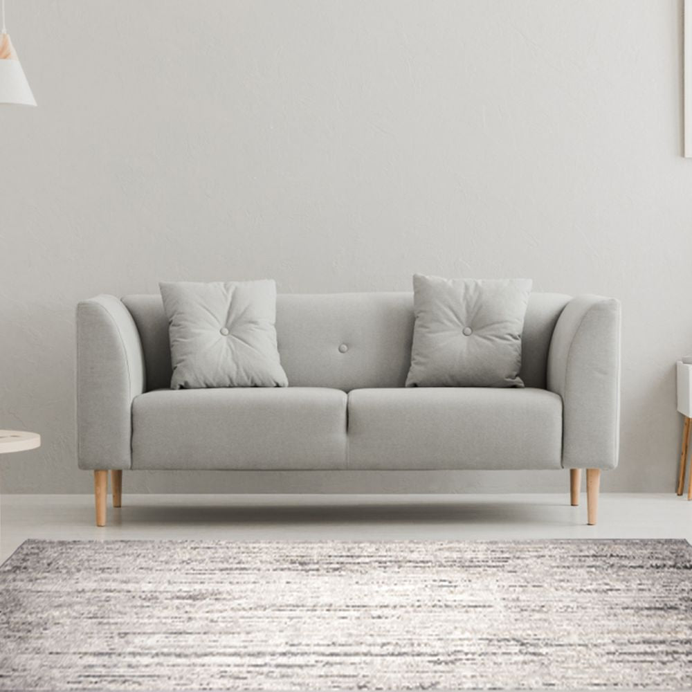 Tapete decorativo colección Zaria T2186 rectangular y circular en poliéster color gris crema