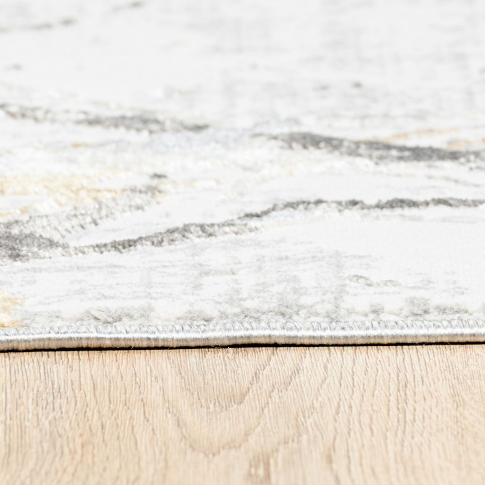Tapete decorativo Zaria T2187 de poliéster en gris y crema, formas rectangular y circular