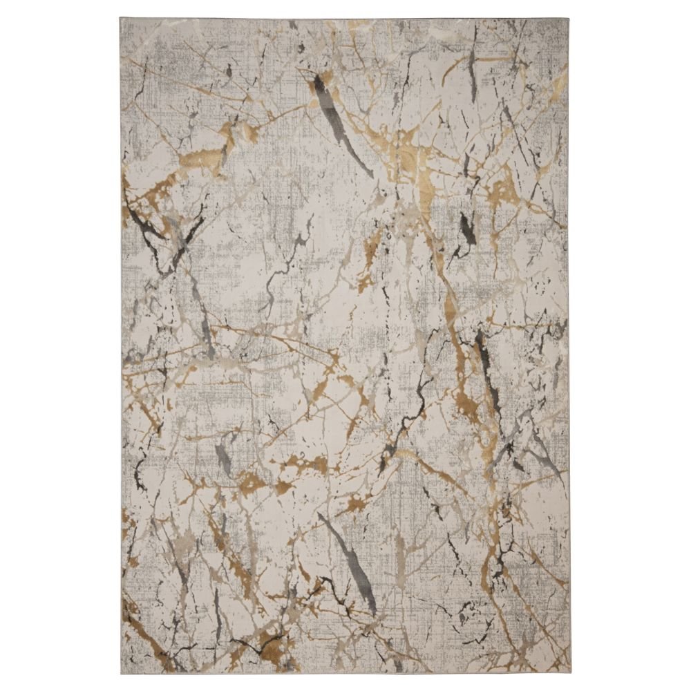 Tapete decorativo Zaria T2187 de poliéster en gris y crema, formas rectangular y circular