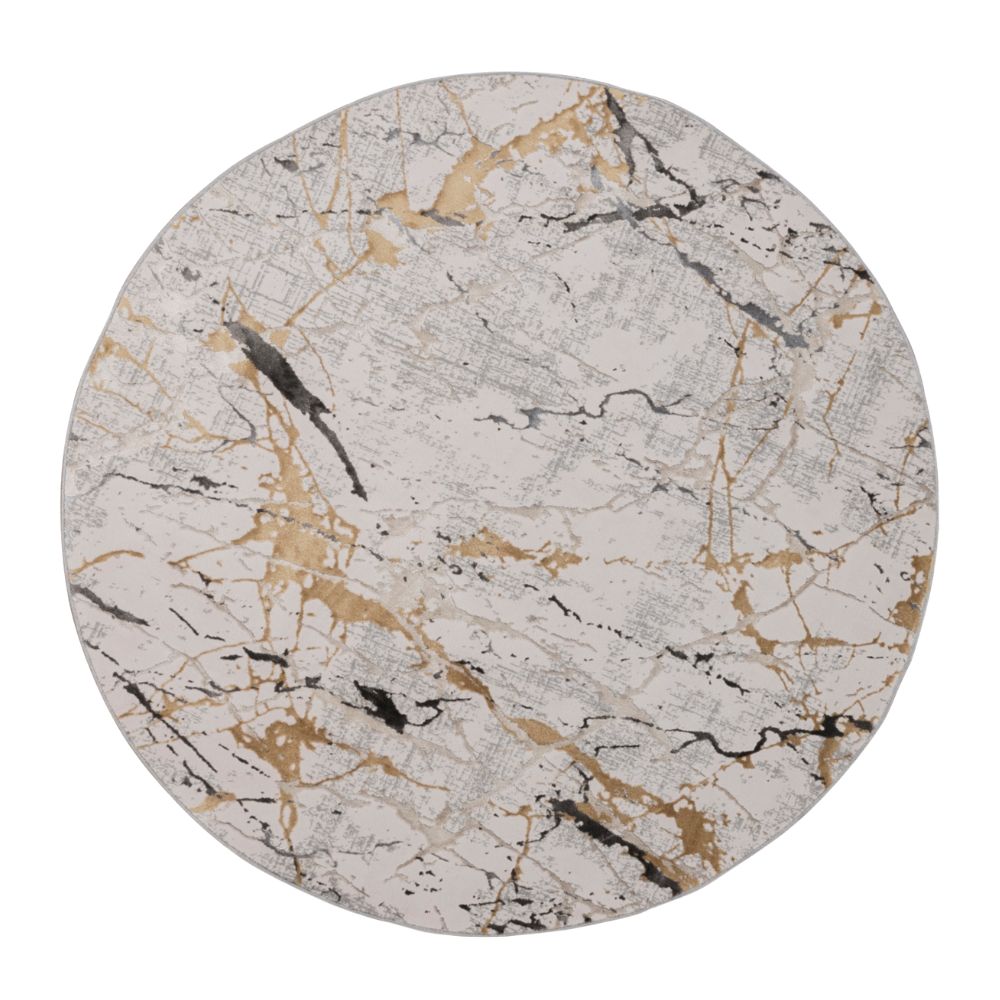 Tapete decorativo Zaria T2187 de poliéster en gris y crema, formas rectangular y circular