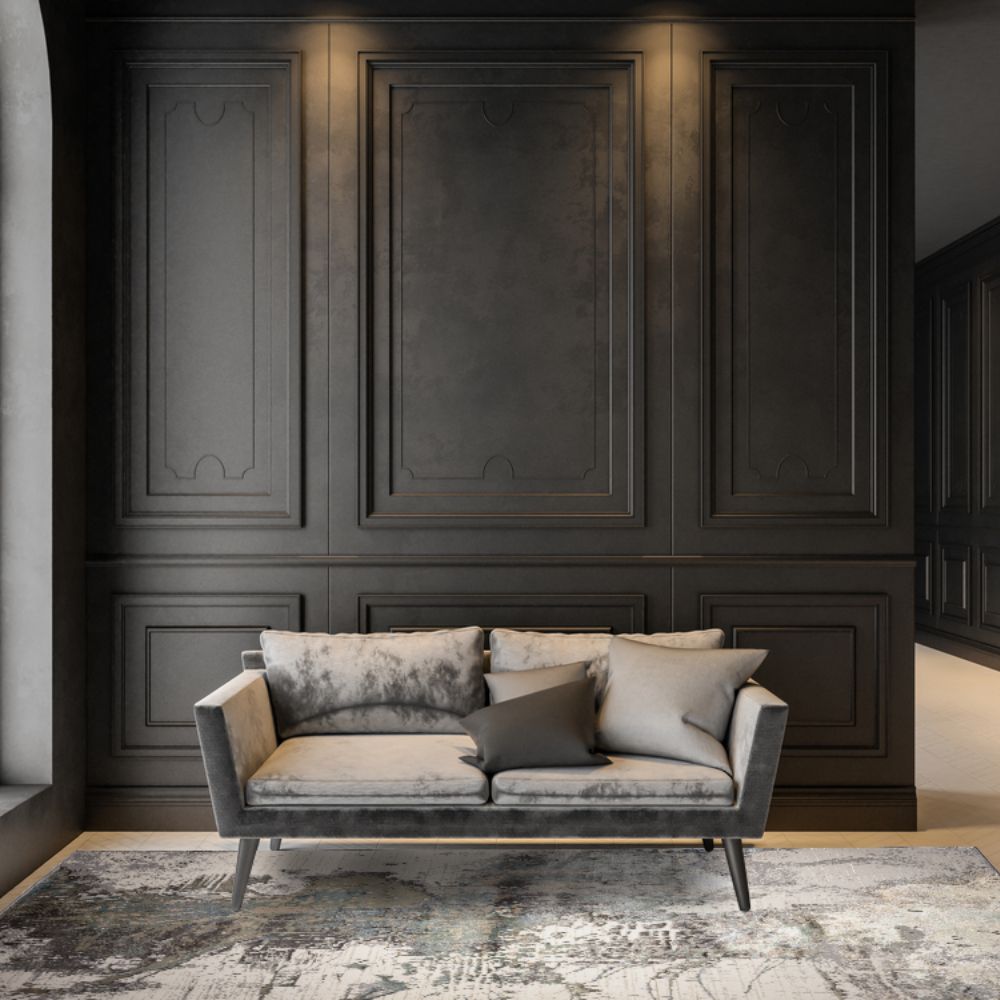 Tapete decorativo colección Zaria T2189 de poliéster en gris crema, rectangular o circular