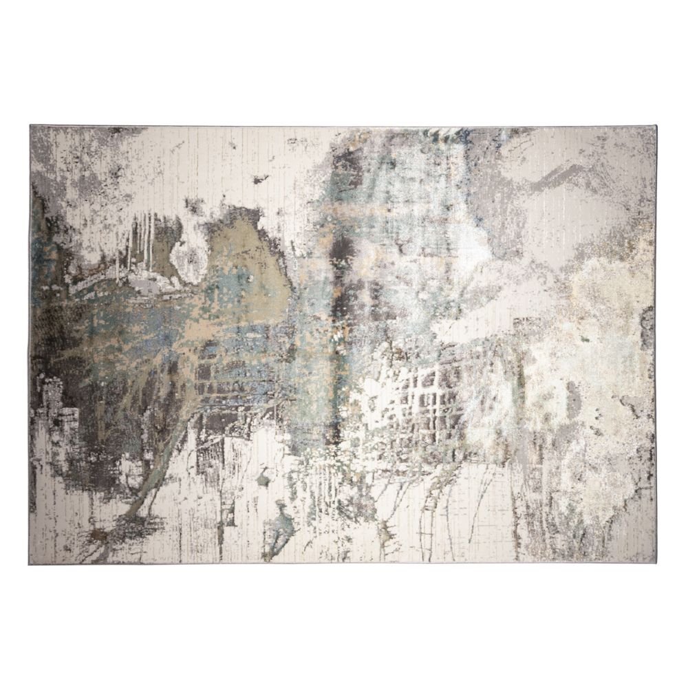 Tapete decorativo colección Zaria T2189 de poliéster en gris crema, rectangular o circular