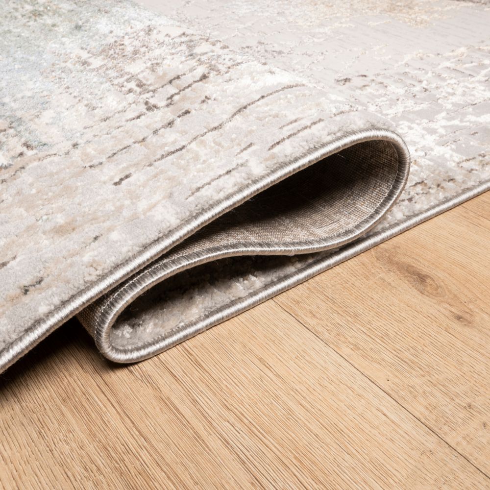 Tapete decorativo colección Zaria rectangular y circular en poliéster gris crema de pelo corto