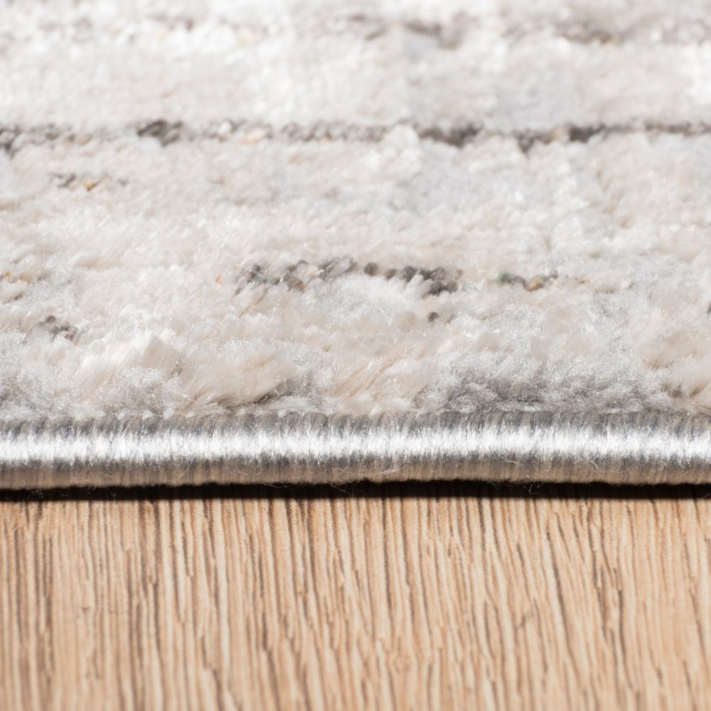 Tapete decorativo colección Zaria rectangular y circular en poliéster gris crema de pelo corto