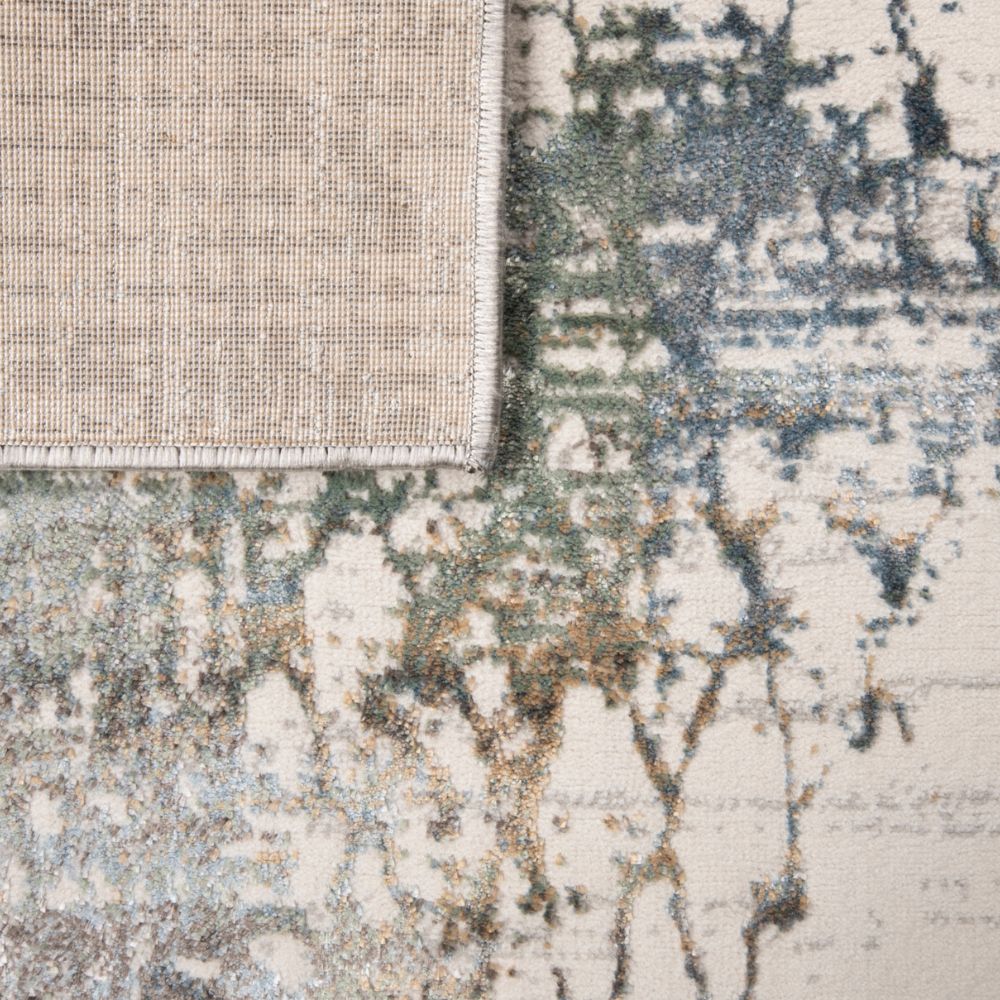 Tapete decorativo colección Zaria rectangular y circular en poliéster gris crema de pelo corto