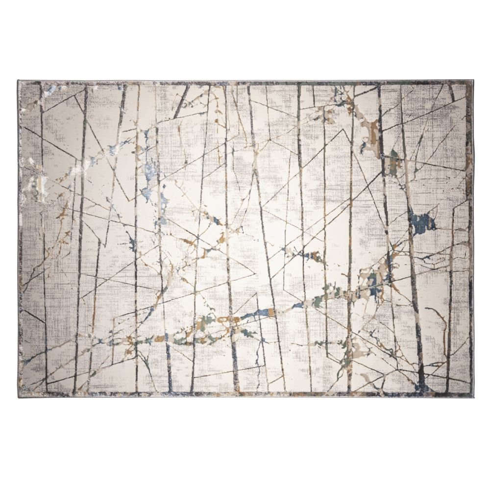Tapete decorativo colección Zaria T2199 de poliéster pelo corto en tonos gris y crema, rectangular o circular