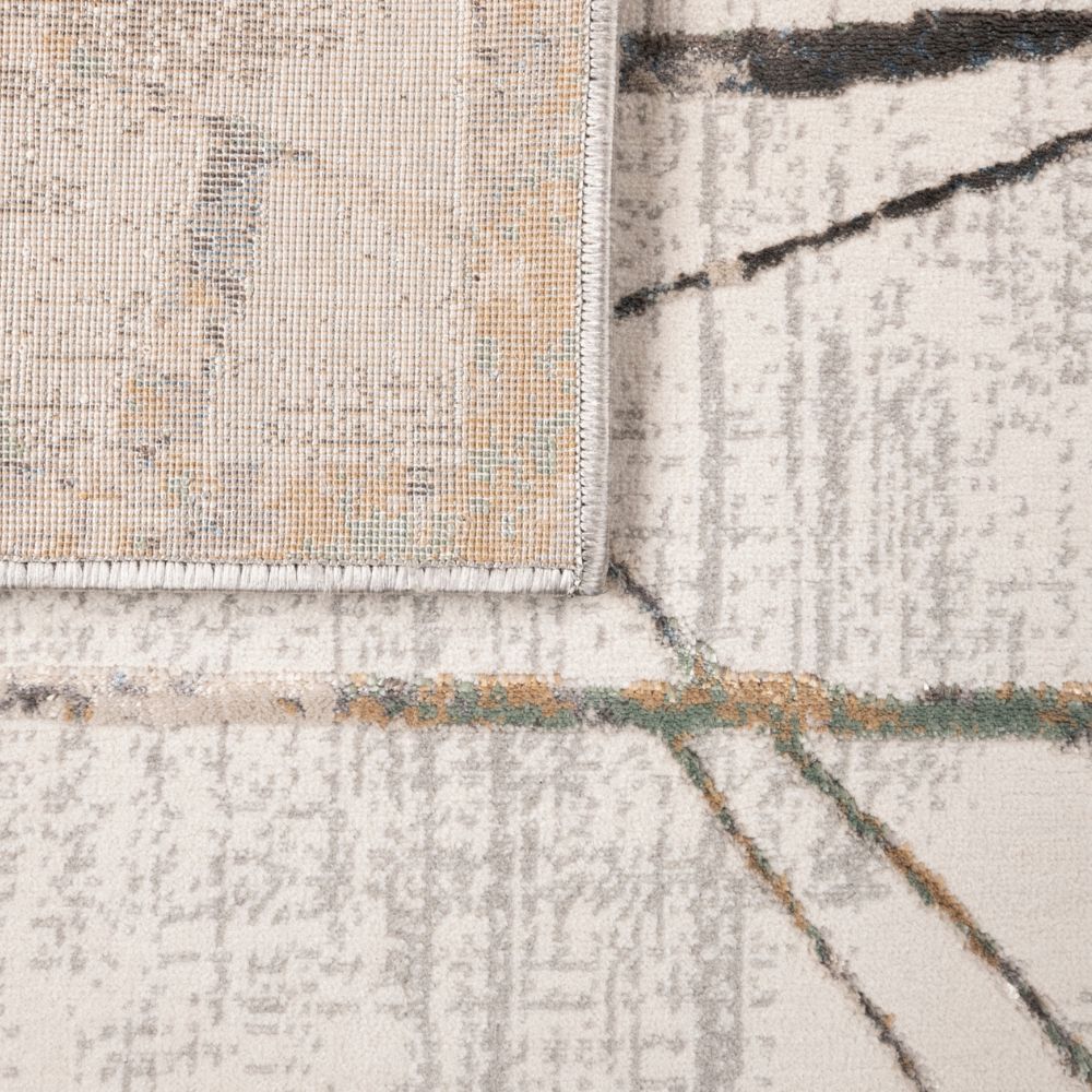 Tapete decorativo colección Zaria T2199 de poliéster pelo corto en tonos gris y crema, rectangular o circular
