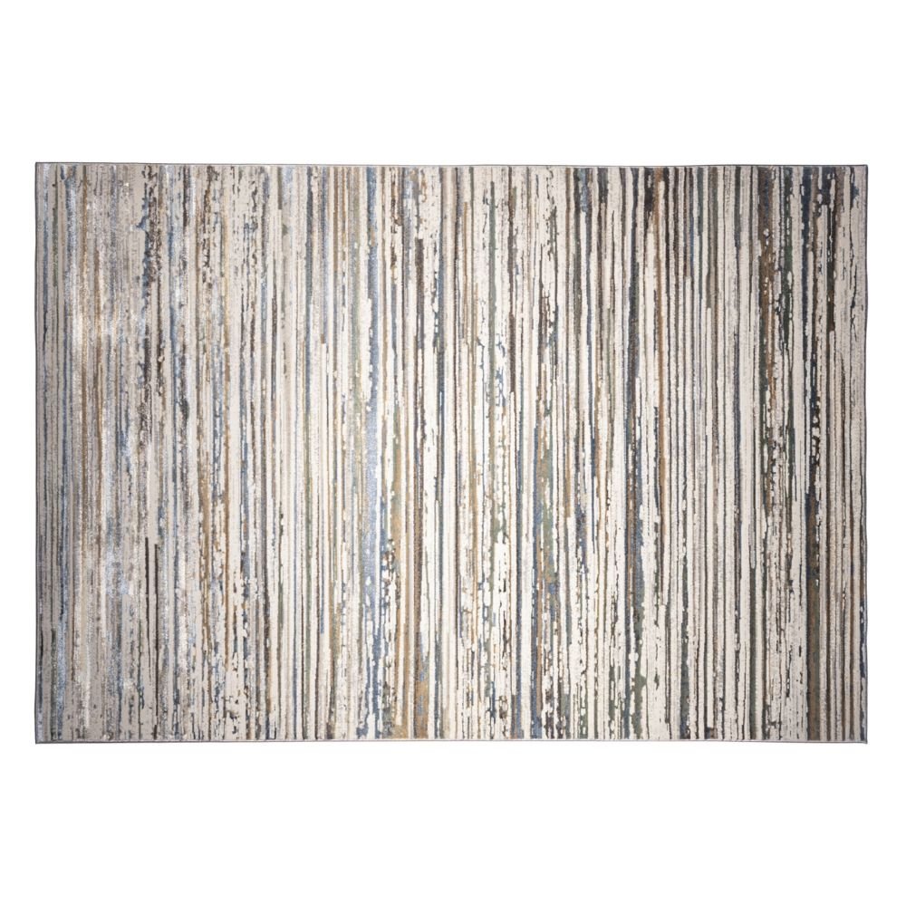 Tapete decorativo colección Zaria T2200 rectangular y circular de poliéster en tonos gris y crema