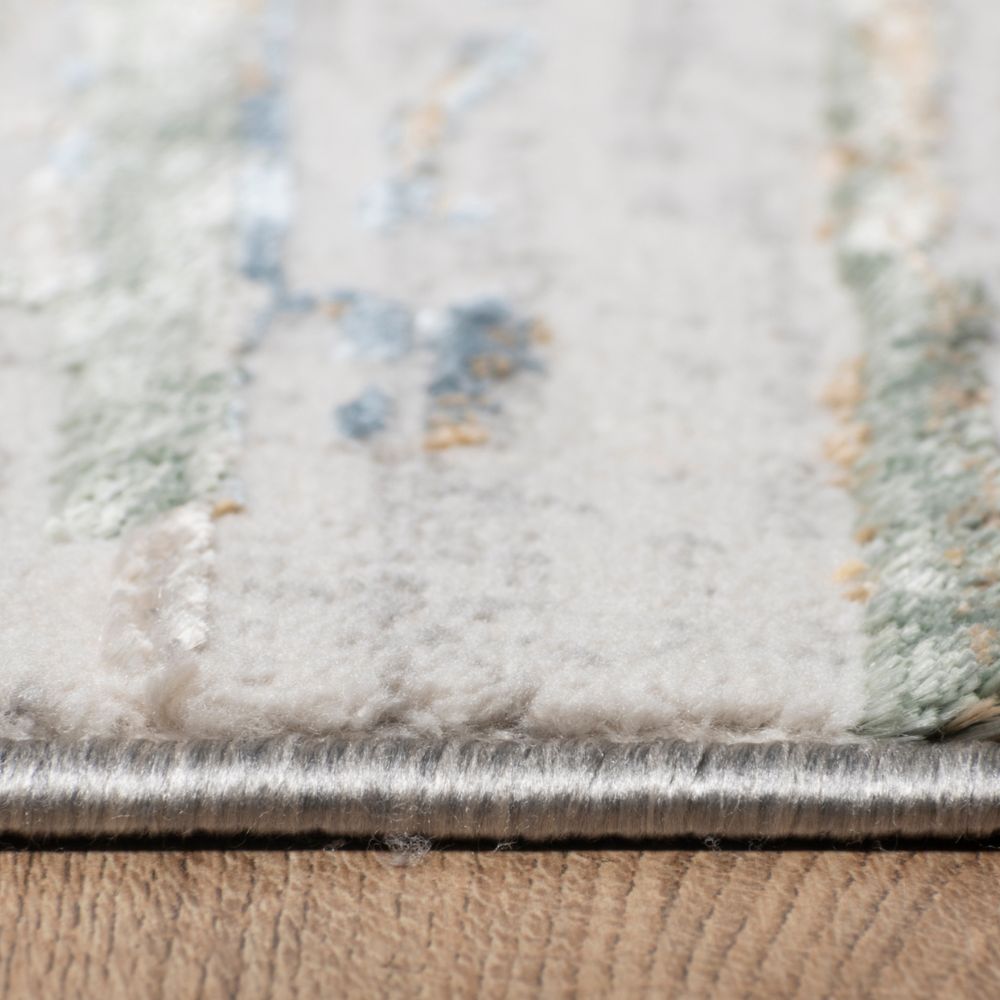 Tapete decorativo colección Zaria T2200 rectangular y circular de poliéster en tonos gris y crema