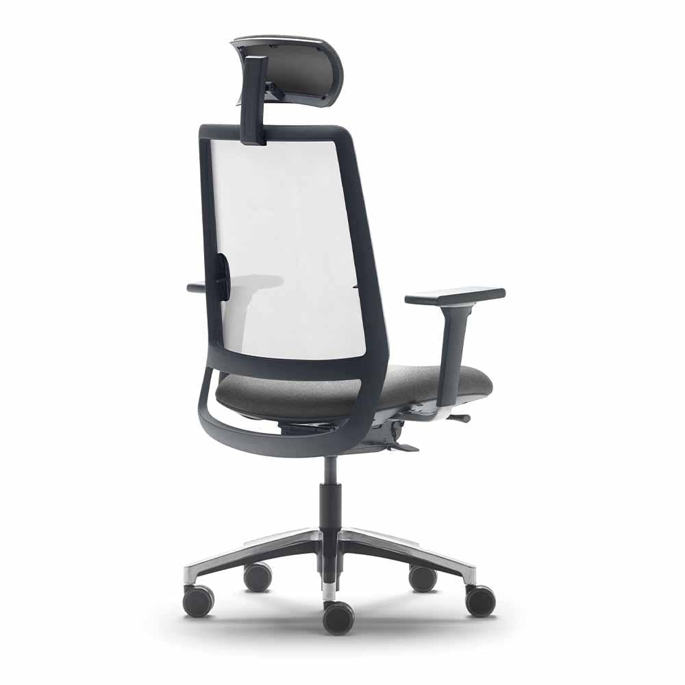 Techno Silla Sense White Respaldo Alto Base Estrella Aluminio Pulido - SENSE WHITE RESPALDO ALTO Genuine Leather Lava - Techno - NOGAL BEAT - Silla para oficina