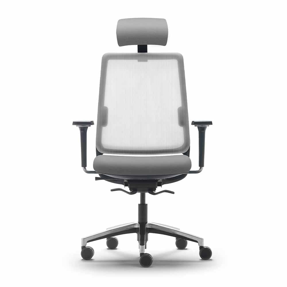 Techno Silla Sense White Respaldo Alto Base Estrella Aluminio Pulido - SENSE WHITE RESPALDO ALTO Genuine Leather Lava - Techno - NOGAL BEAT - Silla para oficina