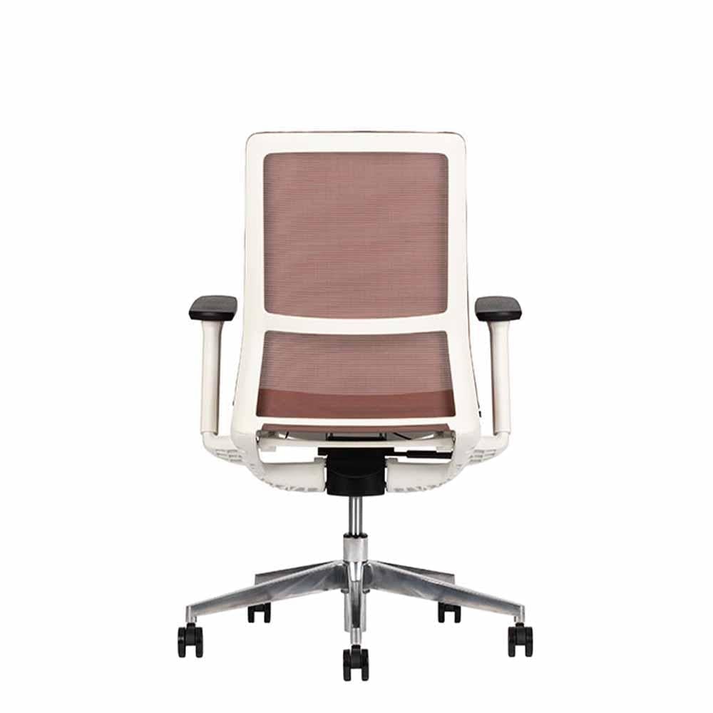 Techno Silla Sense White Respaldo Bajo Malla Sensemesh Base Estrella Aluminio Pulido - SENSE WHITE RESPALDO BAJO Genuine Leather Storm - Techno - NOGAL BEAT - Silla para oficina