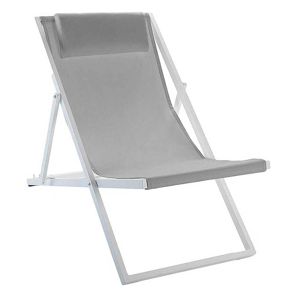 Tumbona para Áreas de Exterior y Terrazas con Alberca 5 Posiciones - RESOL SAND - Blanco - Aluminio con Textilene y Apilable - 59586 - Resol - NOGAL BEAT - Camastro