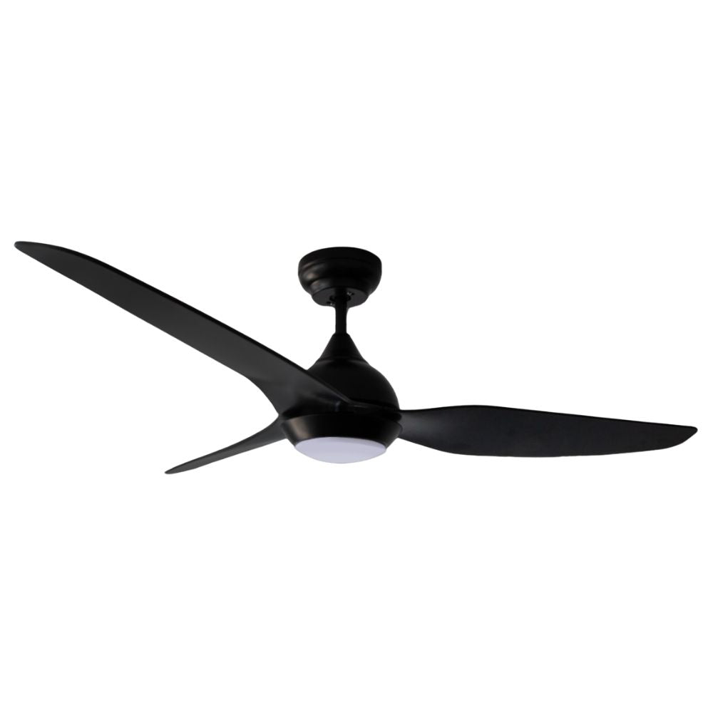 Ventilador decorativo de techo Masterfan Atlantis de 3 aspas de ABS negras con acabado negro