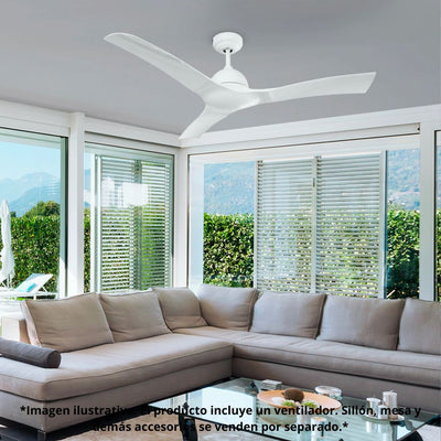 VENTILADOR MASTERFAN LUNA BLANCO 52 | Ventilador Decorativo para Habitación Sala de Estar Oficina | 52" | 3 Aspas | Blanco | Interior - LUNA 52 - Masterfan - NOGAL BEAT - Ventiladores